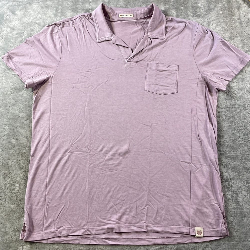 MARINE LAYER Polo Shirt Mens Medium Large Purple‎ Summer Preppy Casual Light